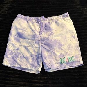 AC/DC Lavender White Tie-Dye Swim Trunks